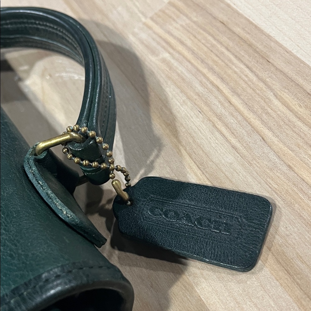 Vintage station bag emerald green Elegant Green Leather Bag leather gold hard - Picture 9 of 14